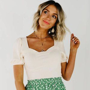 Cream Colored Ribbed Hayden Bodysuit Size L